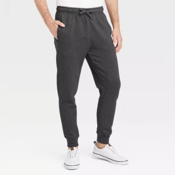 Men's Fleece Jogger Pants - Goodfellow & Co Charcoal Gray Medium - Picture 1 of 8